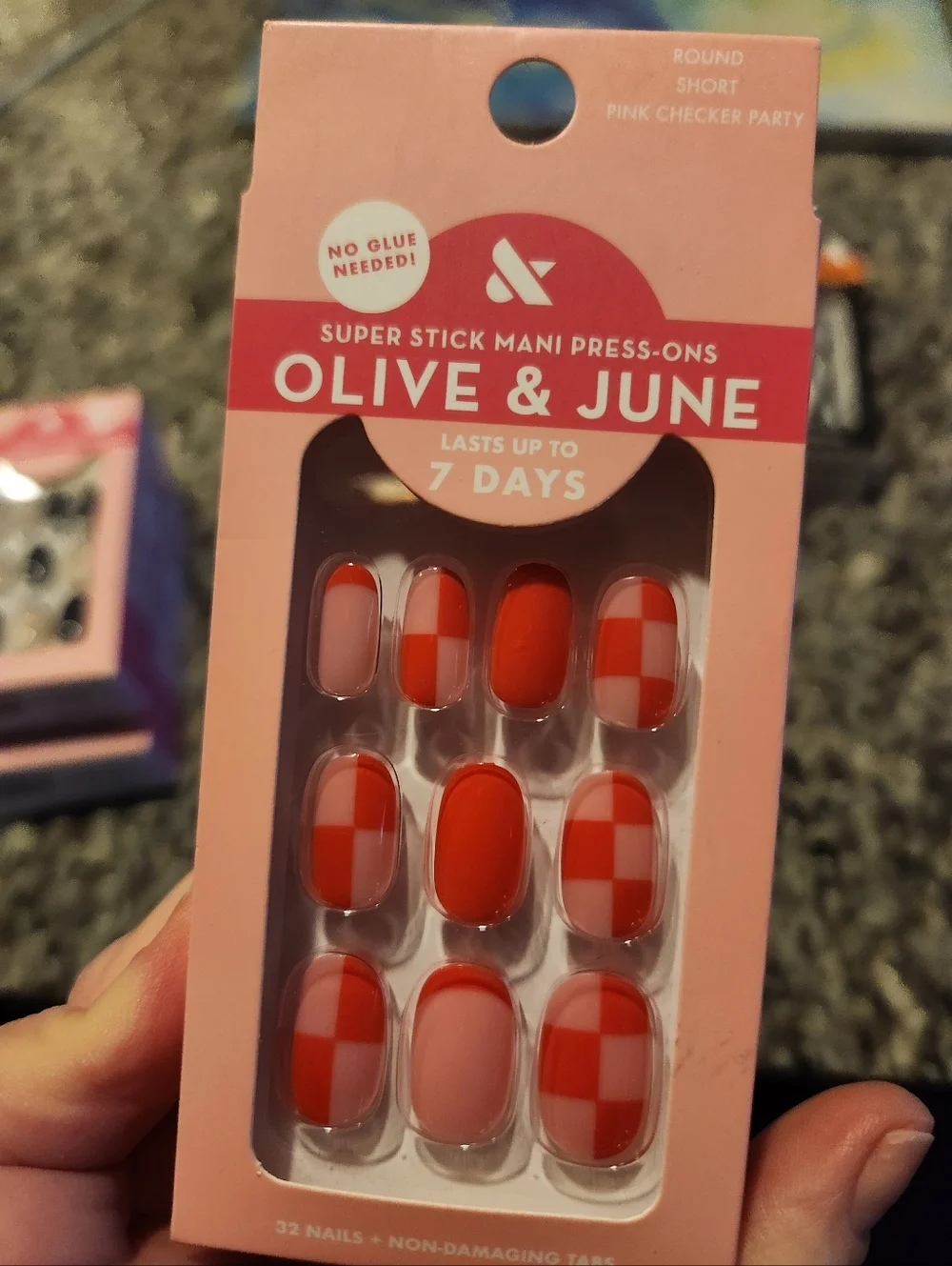 New In Box Olive & June Press-On Nail 5 Sets Of Nails Checkered Cat Eye Stars
